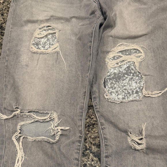 Juicy Couture Y2K Vintage Distressed Gray Women Jeans Size 14 - Picture 2 of 9